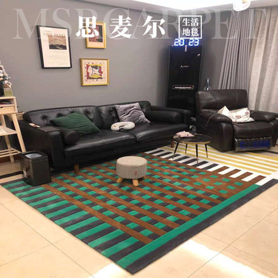 现代轻奢欧式高级条纹客厅茶几大地毯意式卧室书房衣帽间床边满铺