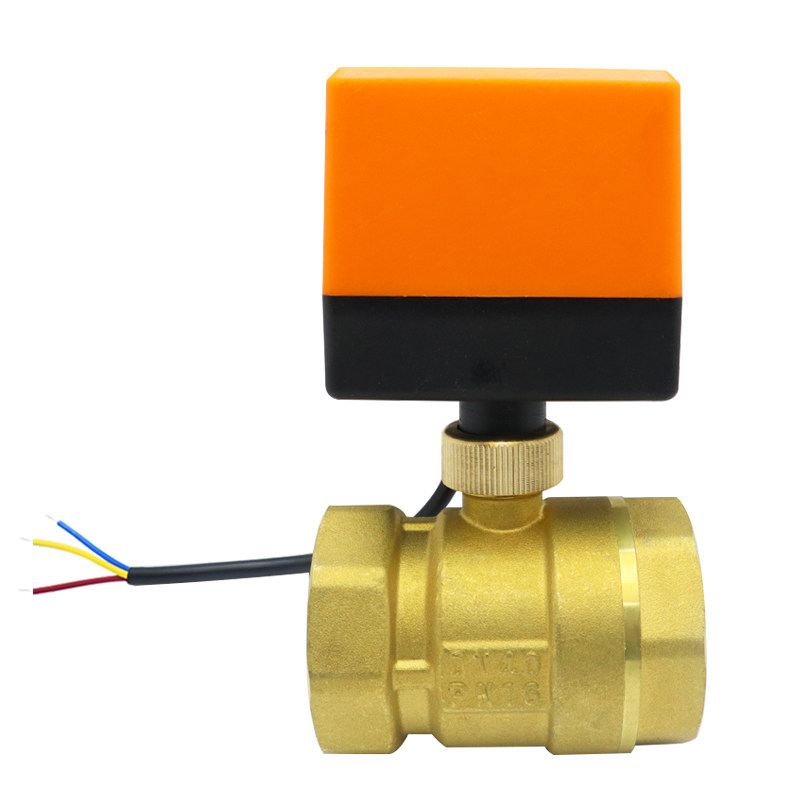 微型电动球阀二通三通220V24V铜球阀空调风机盘管一控二控6分DN20
