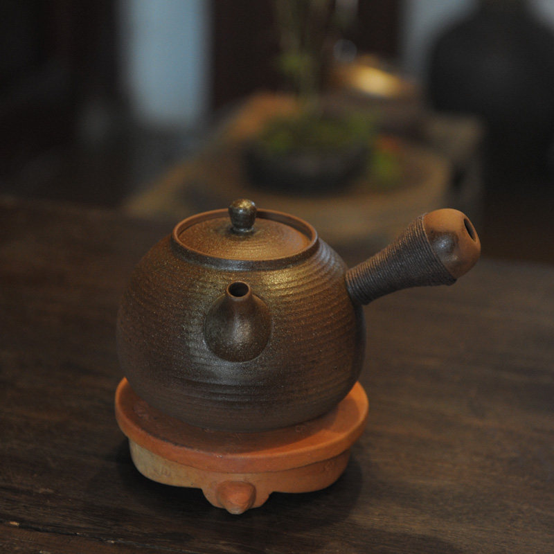 柴烧窑变侧把煮茶壶纯手工大容量烧水粗陶壶电陶炉中式泡茶壶茶炉
