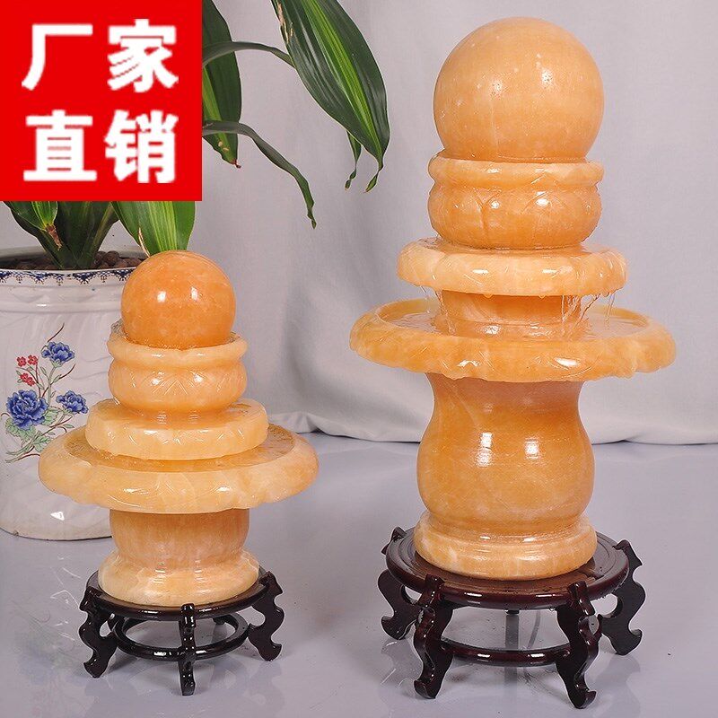 假山流水喷泉摆件装饰客厅开业礼品透光流水球中号圆球转动球石材