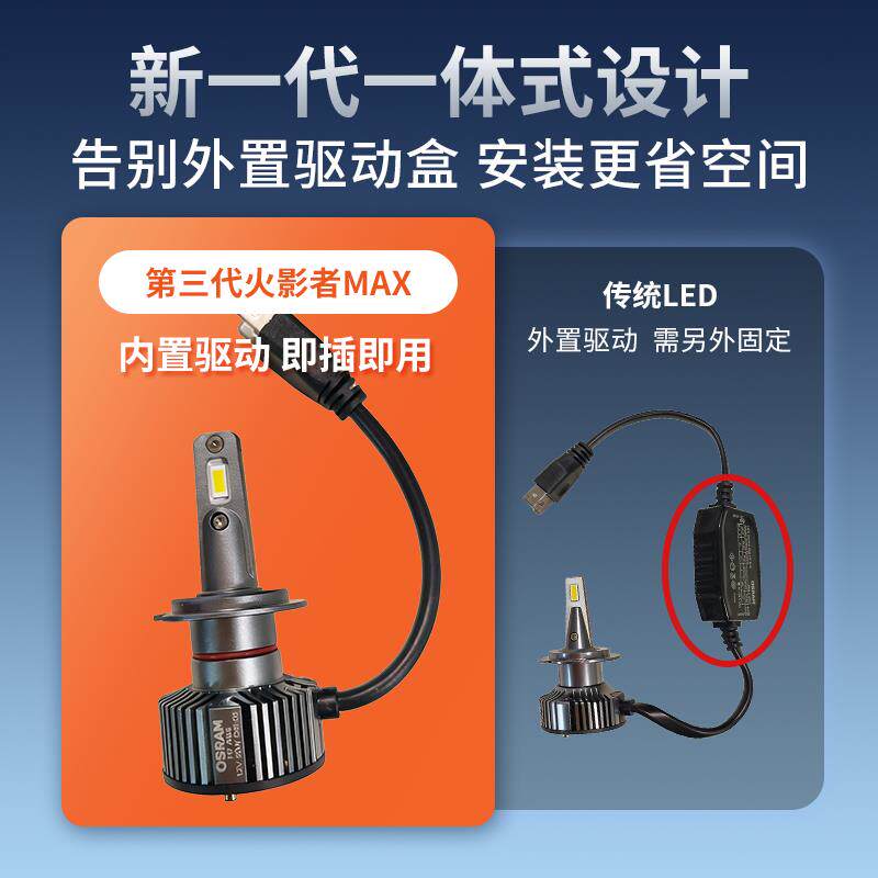 欧司朗火影者第三代汽车LED灯泡H7H11强光HB3改装9012LED大灯