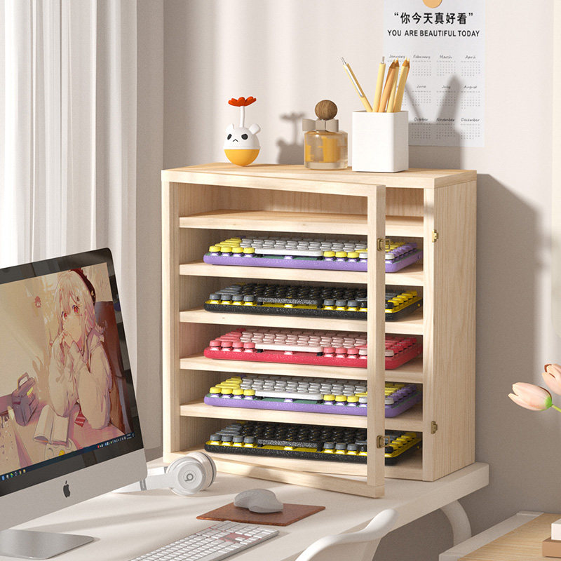 精选键盘收纳柜防尘展示架桌面收纳层架滑鼠展示盒放置架机械键盘