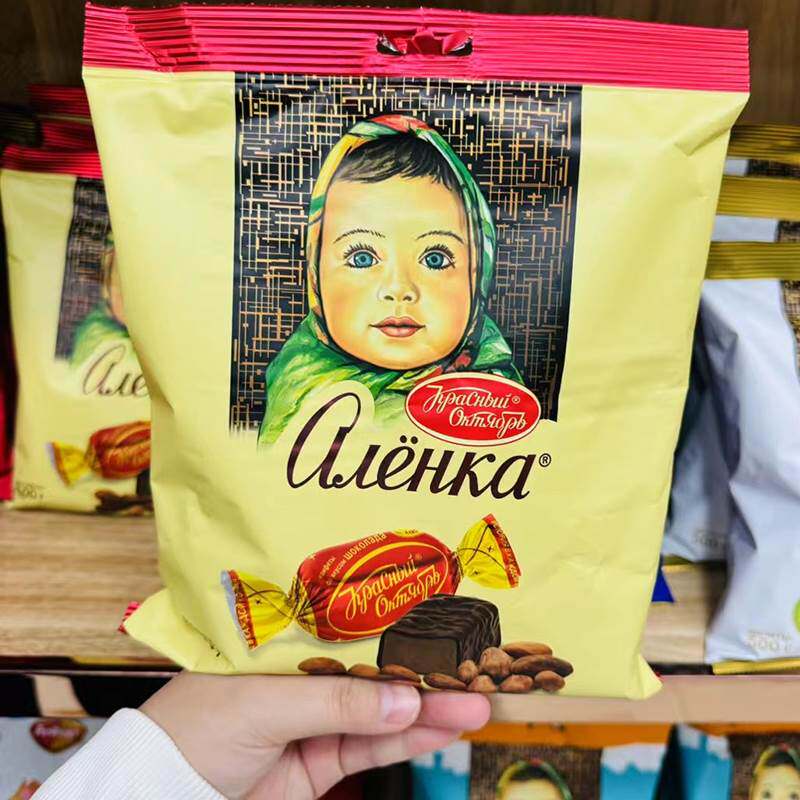 俄罗斯进口糖果爱莲巧大头娃娃巧克力夹心焦糖橙子多味年货零食