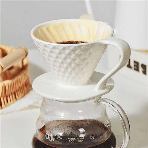 V60陶瓷咖啡滤杯锥形单孔螺纹滤杯滴滤冲杯家用 手冲咖啡套装组合