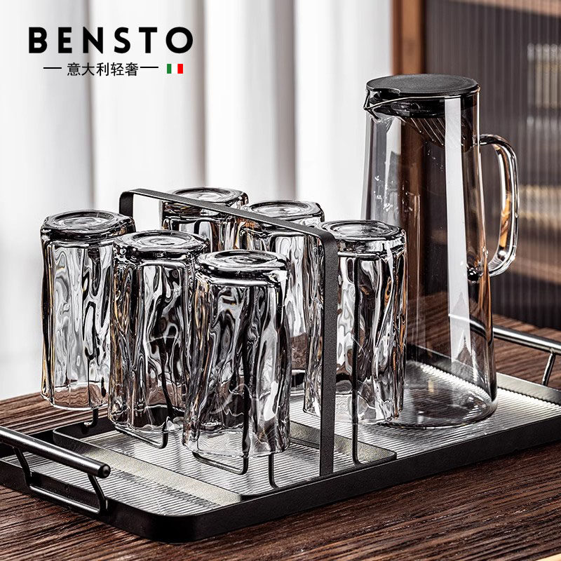意大利高级感扭扭玻璃水杯套装家用客厅待客轻奢高颜值泡茶具杯子