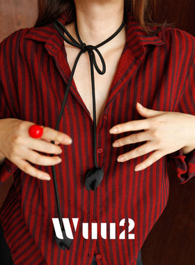 Wuu2 迷笛双影 柔软棉纱红色条纹衬衫女内搭叠穿设计感小众衬衣