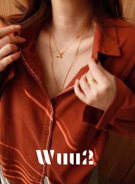 Wuu2 肉桂焦糖 手缝线复古橘色磨毛衬衫女独特叠穿内搭加绒上衣