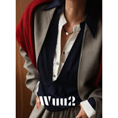 女设计感宽松高级感上衣 轻奢假两件拼藏蓝色衬衫 Wuu2 古斯塔贵族