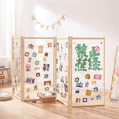 照片墙展示架明信片幼儿园相片麻绳展示架可移动折叠婚礼装饰架子