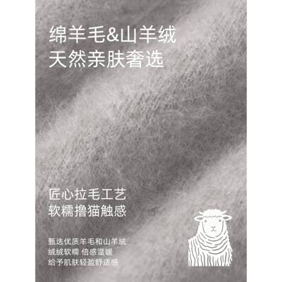 紫涵羊毛纺混圆领毛衣GPS女20绒新25年冬季款简约百搭宽松打底针