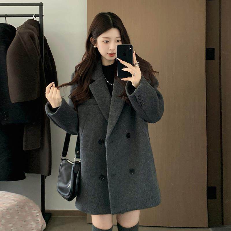 色西装毛呢外套短款小个子202厚5新秋灰冬季高AMSIX883款级感羊毛