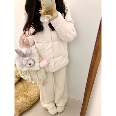 Kunmi泡芙 樱樱慕斯粉色鸭羽绒绒YPB服女20 25新款冬季帽连保暖外