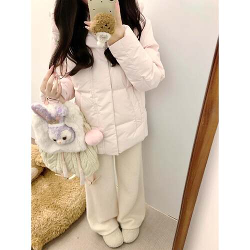 Kunmi泡芙 樱樱慕斯粉色鸭羽绒绒YPB服女20 25新款冬季帽连保暖外