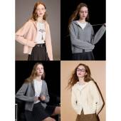 连帽针织开衫 起VUE球三色02防5秋冬女式 证双11保·