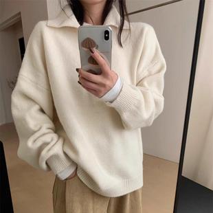 时尚学院风po季lo半拉链毛衣20CDK韩24秋新款版百搭针宽松显瘦织