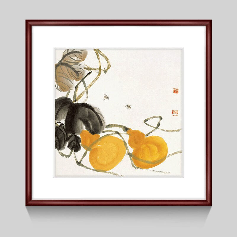 紫腾随轩齐白石装饰画新中式客厅背景墙面挂画卧室饭厅餐厅水墨虾