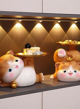 入户门鞋柜上的摆件招财猫玄关钥匙收纳门口摆件客厅鞋柜进门家居