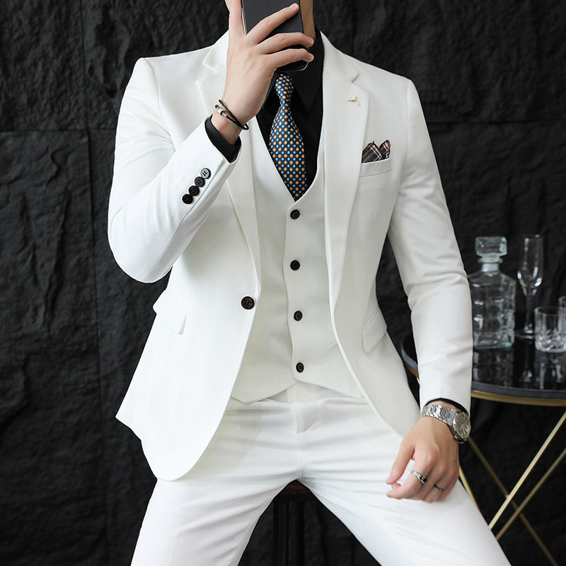 SUIT SUIT MENS KOREAN VERSION OF THE SELF-CULTIVATION PROFESSIONAL DRESS GROOM WEDDING DRESS BRITISH WIND HANDSOME CASUAL SMALL SUIT