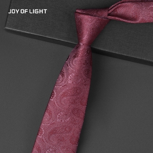 高档配饰礼盒装 LIGHT轻奢高级感提花领带男深红色商务正装 JOY