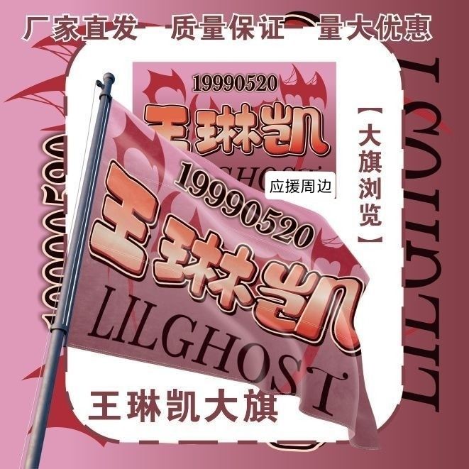 王琳凯大旗明星演唱会王琳凯应援旗户外音乐节小鬼粉丝应援旗定制
