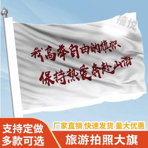 我高举自由的旗帜保持热爱奔赴山海旗帜定做旅行爬山旗子可签名