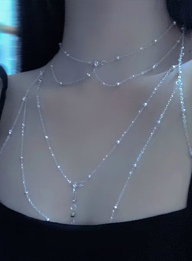 胸链高级感锁骨链女纯欲风胸链身体链欧美风性感装饰胸链颈链