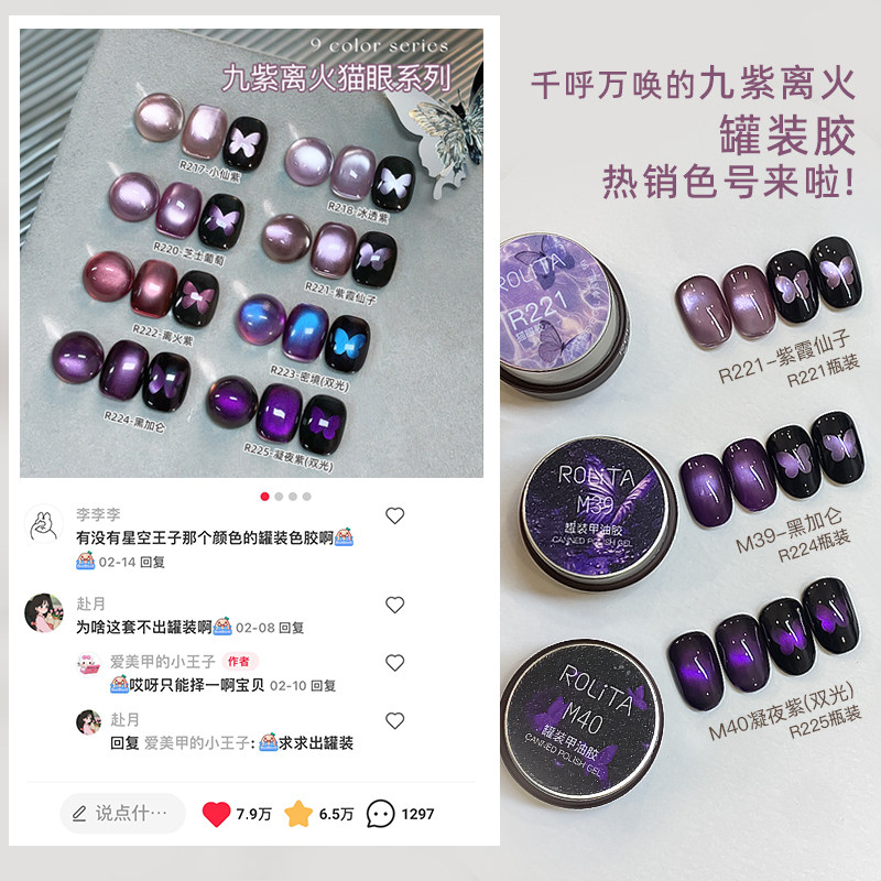 Buy Rolita Ice Purple Cat Eye Gel for High-Shine Nails - Product image 4