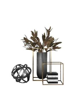 现代简约玻璃花瓶客厅茶几金属框架饰品样板房软装设计师搭配摆件