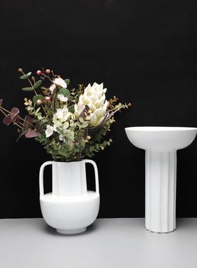 现代简约罗马柱树脂插花花器摆件样板房客厅餐厅家居桌面软装饰品