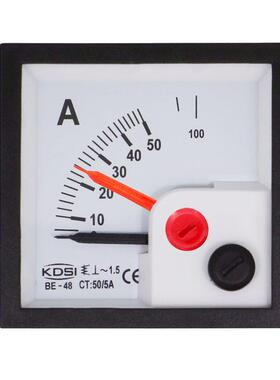 康的斯供应 双针电流表BE-48 AC50/5A交流指针电流表，带红针