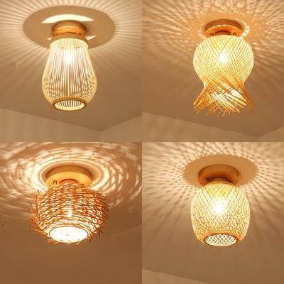 简约木艺吸顶灯过道日式单头创意走廊过道中式竹编客厅灯具,家装灯饰光源,客厅吸顶灯,淘宝优惠券,粉丝福利购,淘宝优惠卷