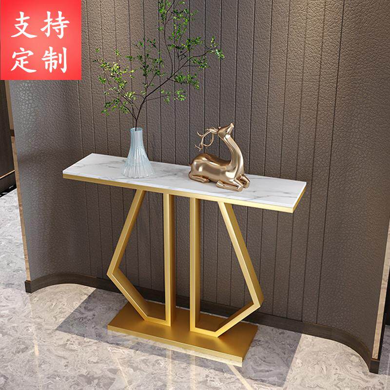现代轻奢大理石玄关桌入户走廊铁艺玄关柜进门靠墙简约端景玄关台