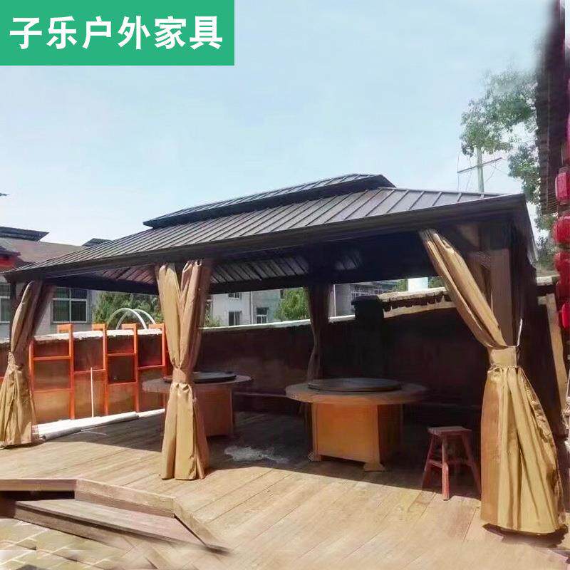户外凉亭花园庭院遮阳棚遮雨棚铝合金室外别墅木屋新中式四角亭子