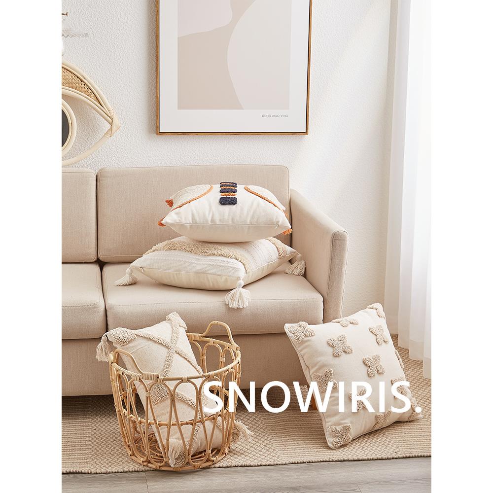 BK9K簇绒抱枕民族风沙发靠枕床上大靠垫现代风民宿装饰腰枕轻