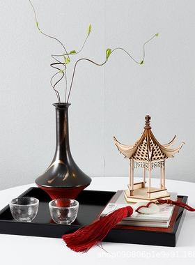 新中式创意托盘组合摆件客厅茶几家居饰品套装搭配样板间软装摆设