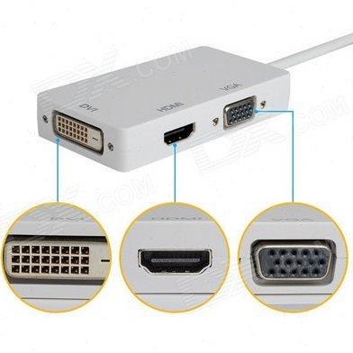 minidp转hdmi/vga/dvi三合一转换器头雷电迷你1080P高清连接线