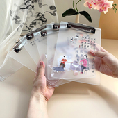 A5小学生书本夹子 风格 厚刻A4文件纸张夹板写字板写生菜单垫板定制来图LOGO亚克力厚实轻奢创意新中式 国潮个性