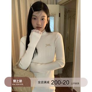红人馆蝴蝶结毛衣女秋季2025新款内搭设计高级感半高领针织打底衫