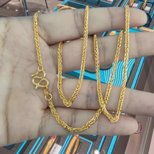 十年老铺黄金包银肖邦链古法项链女锁骨链素链链子可穿吊坠七夕礼