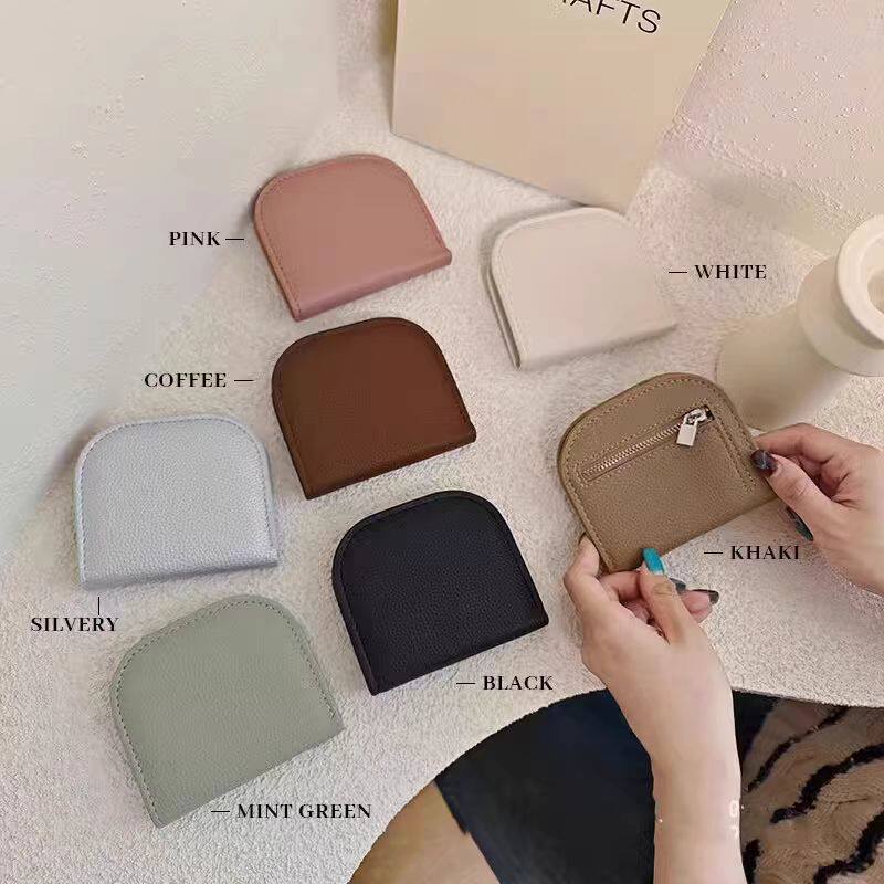 新款半圆迷你零钱包女INS纯色百搭钱包日韩简约时尚卡包女士学生