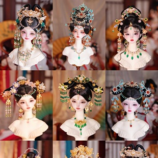 bjd娃娃古风发饰唐风bjd发饰玩偶迷你古风发钗BJD汉服重工头饰