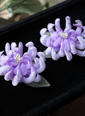 古风非遗仿绒花发夹汉服掩鬓点缀边夹国风汉服仿绒花花朵头饰发饰
