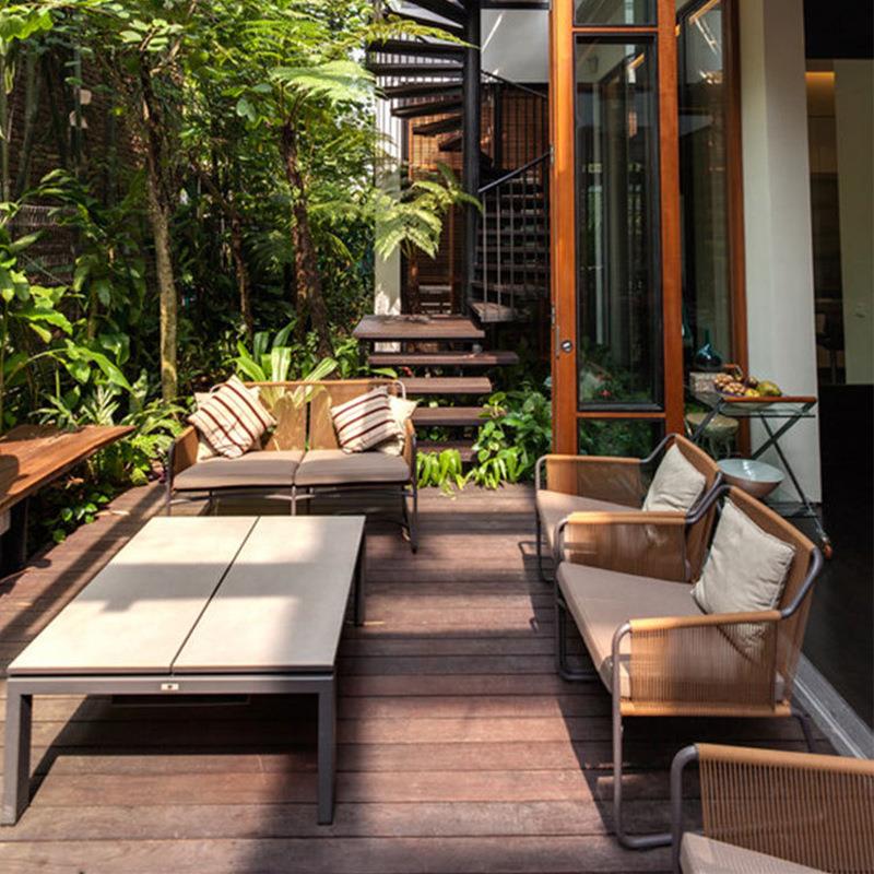 跨户境货北欧源户外家具民宿阳花台藤编沙764发组合园别墅庭院外