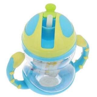 baby water bottle sippy cup for infant kids with straw blue