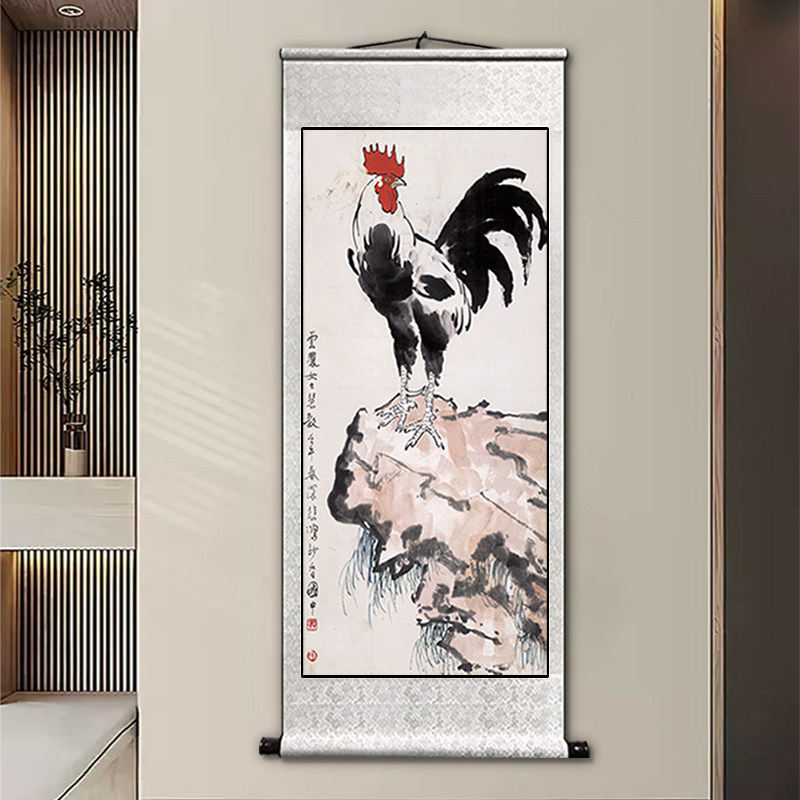 徐悲鸿雄鸡图名家高清国画客厅书房挂画中式金鸡报晓大公鸡装饰画