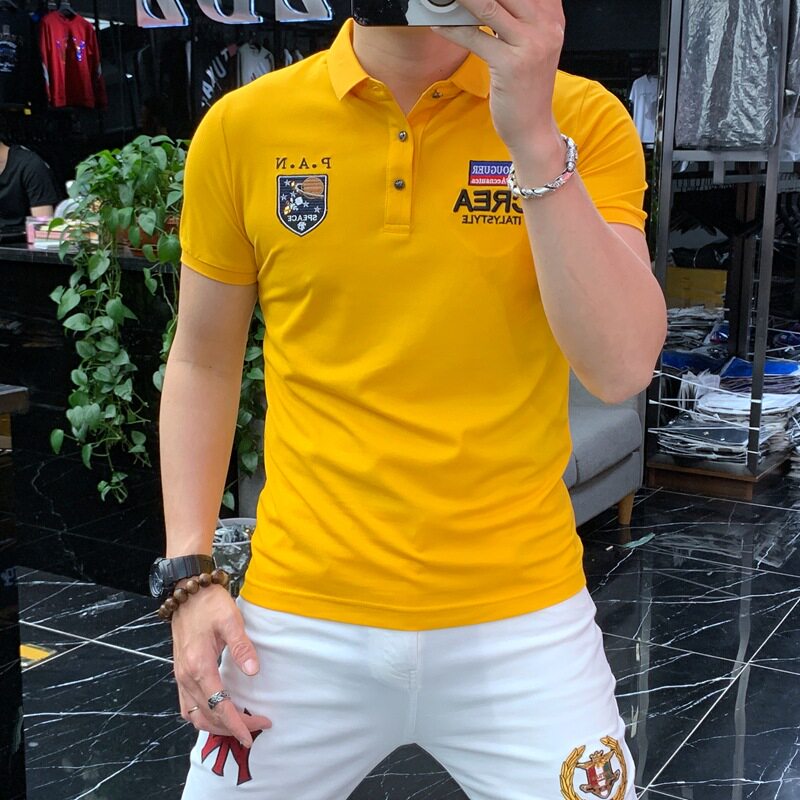 欧洲站冰丝翻领POLO男短袖