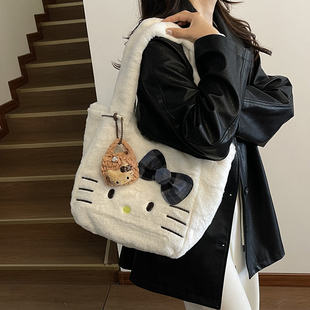 韩系ins高颜值Hellokitty毛绒包包女2025超火流行少女单肩手拎包