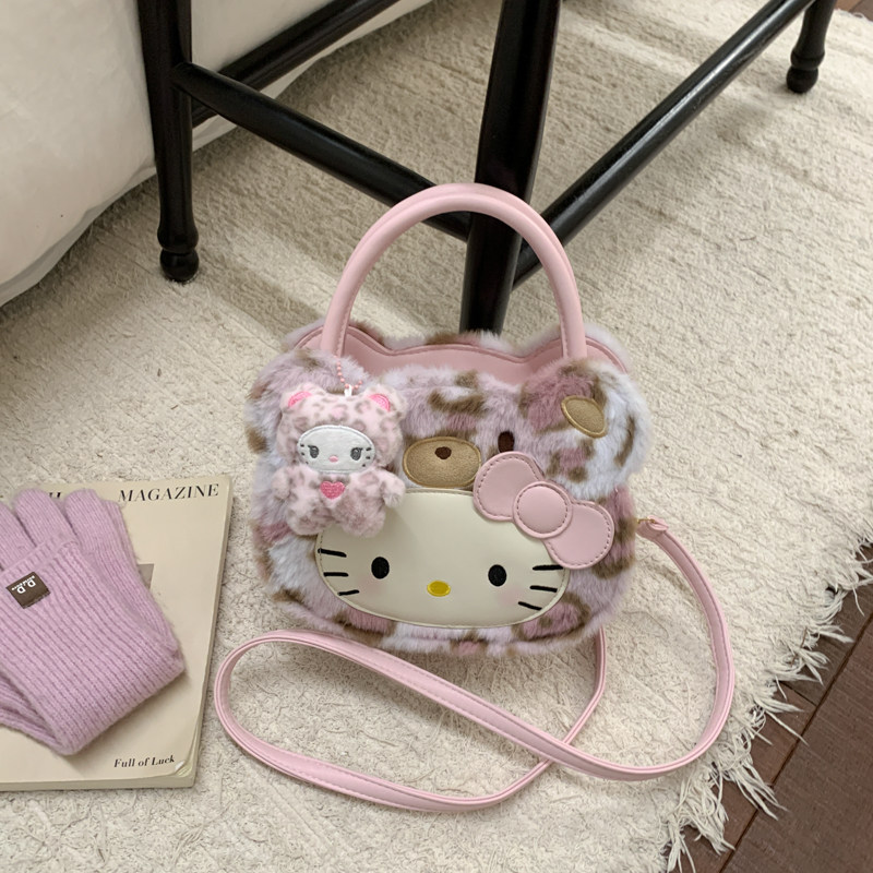 粉色轻奢可爱kt少女心毛绒手提包外出通勤时尚百搭爆款单肩斜挎包,箱包皮具/热销女包/男包,单肩包,淘宝优惠券,粉丝福利购,淘宝优惠卷