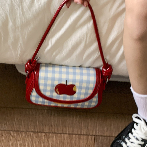 洋气时尚辣妹格子包包女2025年新款高颜值可爱单肩斜挎手拎腋下包