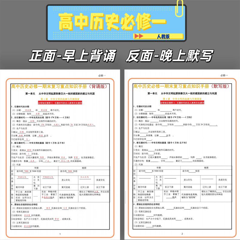 速发高中历史必修选修一二三知识点总结背诵默写学习资料期末